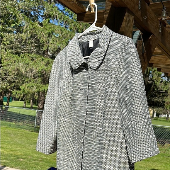Christopher & Banks Missy Tweed Coat Jacket Grey& Black Women's Large Classy EUC - Picture 12 of 15